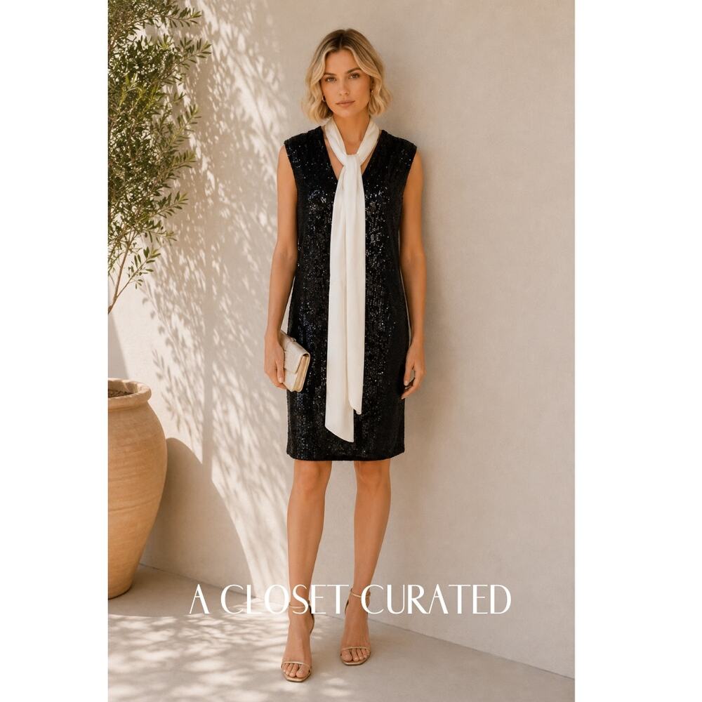 CALLAS Milano Ajour Sleeveless Sequin Tunic Midi Dress New 6 (IT 42)
